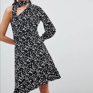 ASOS One Sleeve Scarf Neck Midi Dress